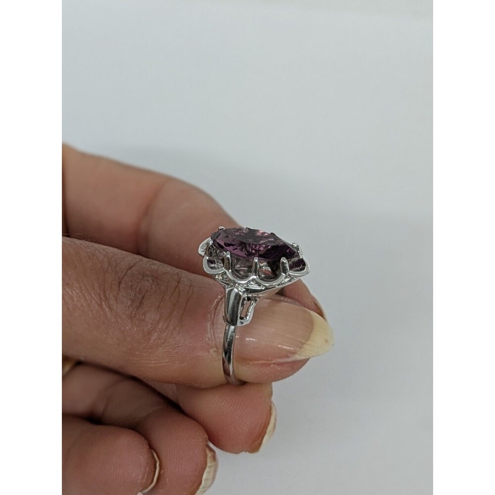Vintage  Purple Stone Sterling Silver Ring Size 5 Adjustable (Up to 7) - Picture 5 of 7